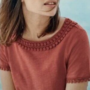 Boden Thelma Jersey Rouge T-Shirt Short Sleeves Cotton Fun Embellishments, sz. 8